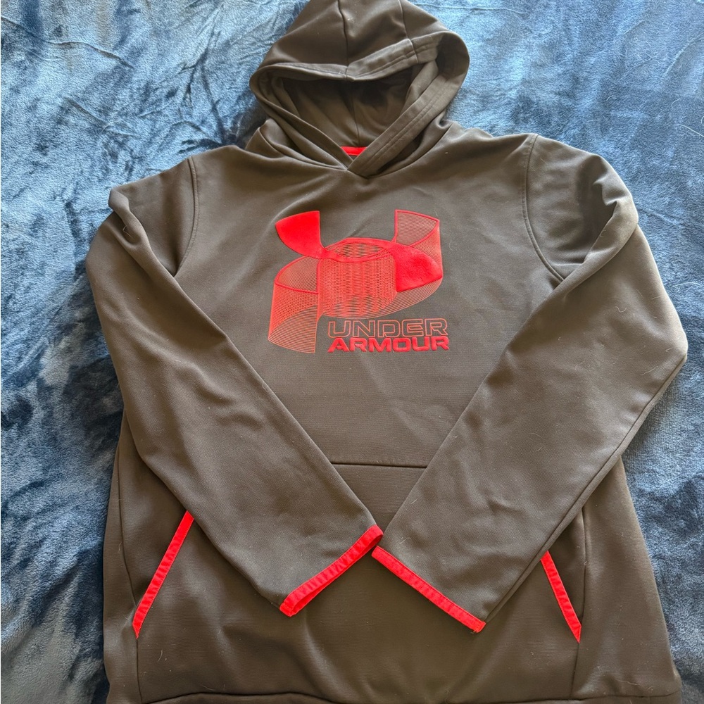 Youth XL Under Armour Grey Hoodie with Red Accents